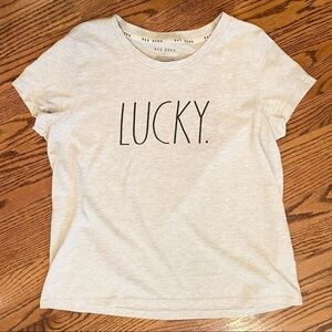 Rae Dunn Lucky T-Shirt Grey Large